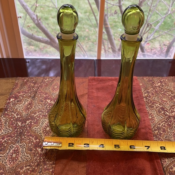 Vintage Avon Bird of Paradise sea green decanter set, Bud vase, oil/vinegar - Picture 8 of 9